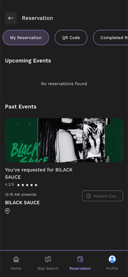 Οθόνη κράτησης του Vibe Reservation App